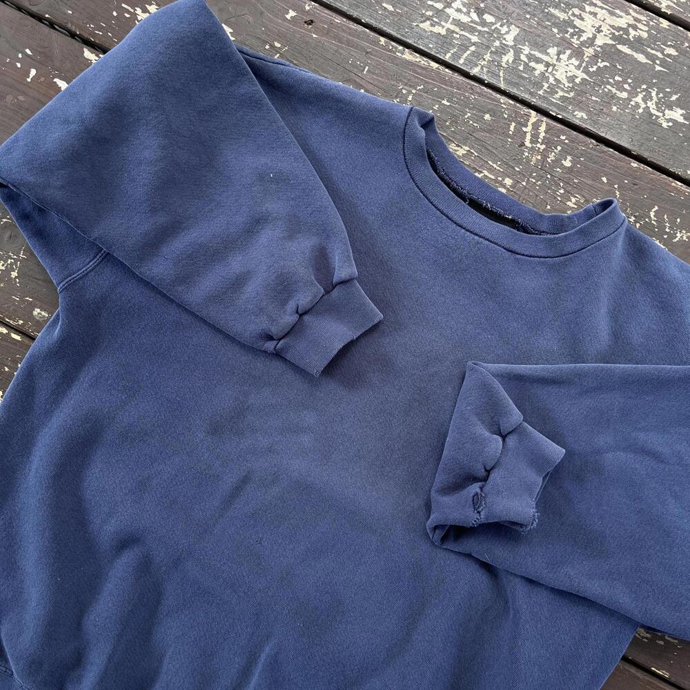(L) Vintage 90s Y2K Adidas Crewneck Sweatshirt Navy Faded - Picture 6 of 6
